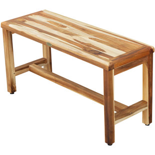 EcoDecors Eleganto Earthy Teak Classic Shower Bench in Earthy Teak Finish - 35 inches Length