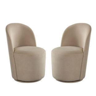DIAMOND SOFA Kendall Dining/Accent Swivel Chair Performance Velvet Fabric Side Chair Dining Chair (Set of 2)