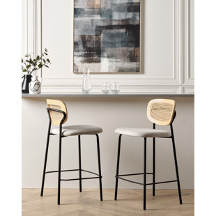 17 STORIES Vinehill Upholstered Counter Stool with Metal Frame (Set of 2)