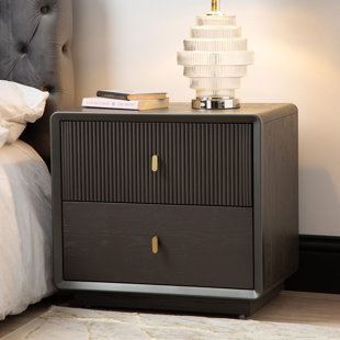 CANORA GREY Bandeen 61cm Wide Modern Bedside Table for Bedroom Furniture, Wooden Storage Cabinet