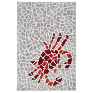 ROSECLIFF HEIGHTS Caen 100% Cotton 24" X 36" Non-Slip Absorbent Ultra Soft Machine Washable Beach style Crab Bath Rug