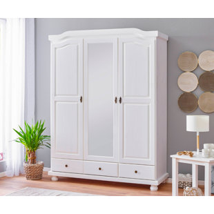 AUGUST GROVE Hedda 3 Door Solid Wood Wardrobe