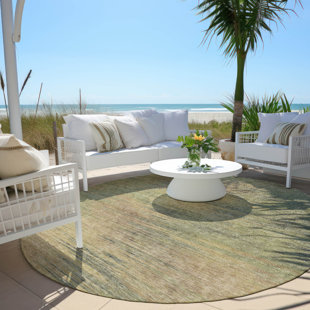 LANGLEY STREET® Lamanna Abstract Machine Woven Polyester Indoor / Outdoor Area Rug in Aloe