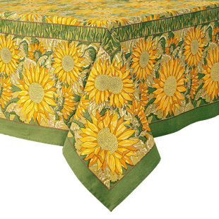 COULEUR NATURE Sunflower Yellow/Green Tablecoth 71" x 142" - Rectangular