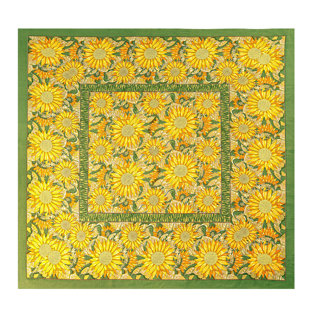 COULEUR NATURE Sunflower Yellow/Green Tablecloth 90" - Square