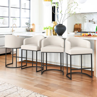 TRENT AUSTIN DESIGN® Alyce Upholstered Counter Stool with Metal Frame (Set of 4)