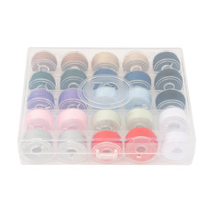 Singer Class 15J Bobbin Set with Sewing Machine Bobbin Storage Case, Assorted Color Threads, 73 Pcs