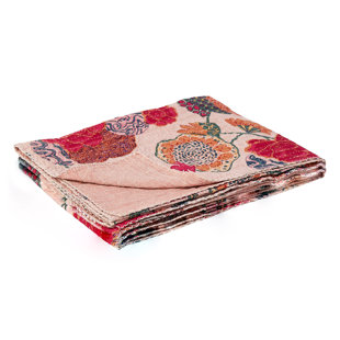 TAJ HOTEL KANTHA COTTON Handmade Throw Blanket