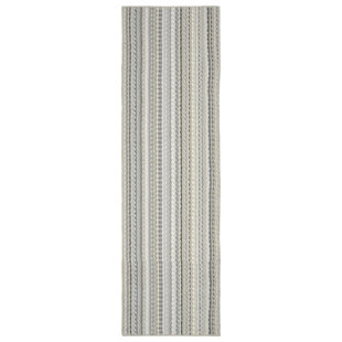 MILLWOOD PINES Rectangle Kandace Striped Tufted Area Rug in Beige