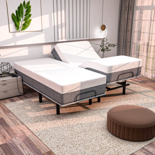 WHITE NOISE Vanesa Split King Massaging Adjustable Bed with Remote 12 inch Mattress Included