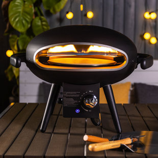 AJ ENJOY Auto Pizza Oven Steel Propane Pizza Oven with Auto Spin Motor and Full Set Pizza Making Kit