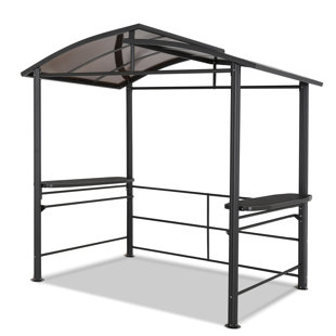 INTER HUT 8 Ft. W X 5 Ft. D Metal Patio Grill Gazebo