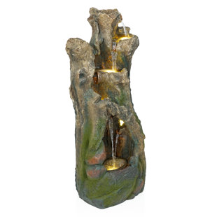 UNION RUSTIC Outdoor Floor Tree Trunk Fountain with LED Lights