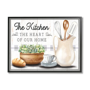 STUPELL INDUSTRIES bb-004-Framed Kitchen Heart of Home by Elizabeth Tyndall Single Picture Frame Print on Canvas