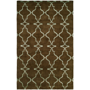 MERIDIAN RUGMAKERS Farooqnagar Damask Handmade Brown Area Rug