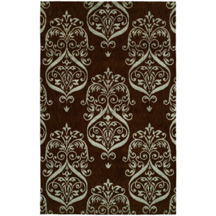MERIDIAN RUGMAKERS Dumraon Damask Handmade Brown Area Rug