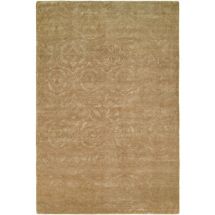 MERIDIAN RUGMAKERS Faridkot Floral Hand-Knotted Butternut Area Rug