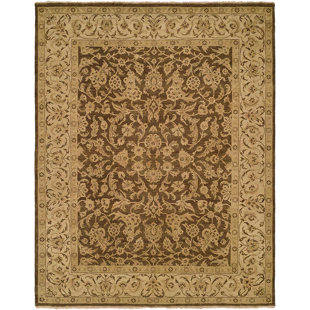 MERIDIAN RUGMAKERS Fazilka Oriental Hand-Knotted Wool Brown Area Rug