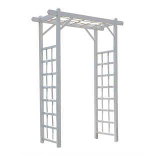 DURA-TREL INC Dura-Trel Elmwood Arbor 57" x 84" PVC Outdoor Garden Arch Lattice Trellis, White