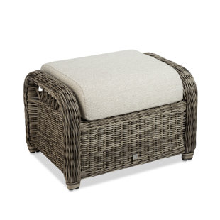 CO9 DESIGN Julia Wicker Outdoor Ottoman with Sunbrella® Cushion