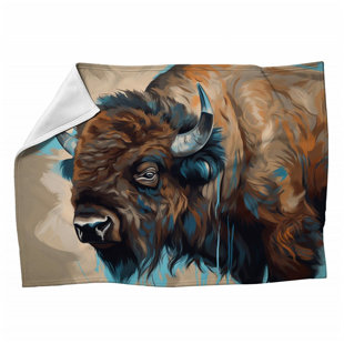 VISIONBEDDING Bison Fleece Throw Blanket - Animal Warm Soft Blankets - Throws for Sofa, Bed, and Chairs