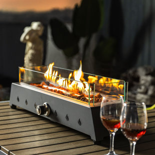 AJ ENJOY 28" Tabletop Gas Fireplace Metal Propane Fire Pit with Flame Guard and Quick Connector