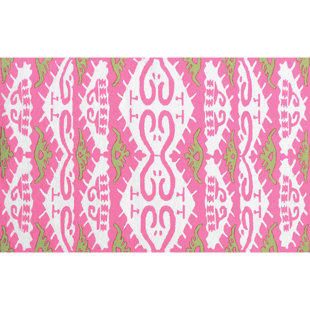 THREADBIND Masque Ikat Hand Hooked Pink Area Rug