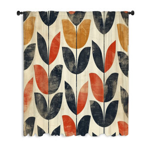 VISIONBEDDING Botanical Window Curtains, Retro Blockout & Sheer Curtains - 1 Panel
