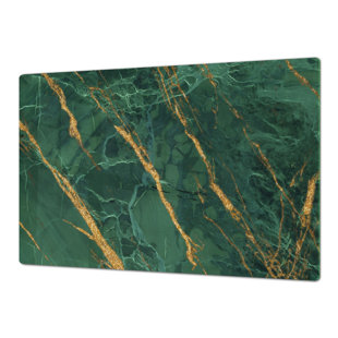 FESTIVE FIT HOME Emerald and Gold Marble Style Gas & Electric Stove Top Cover