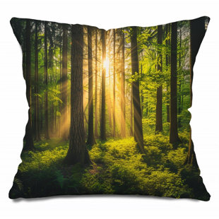VISIONBEDDING Forest Throw Pillow, Nature Cotton Twill Pillows