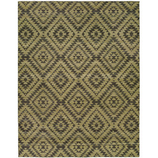 THE CONESTOGA TRADING CO. Flatweave Wool Camel/Green Rug