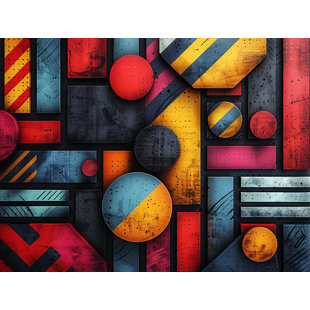 VISIONBEDDING Geometric shapes Window Curtains, Artwork Sheer Curtain - 2 Panels (Set of 2)