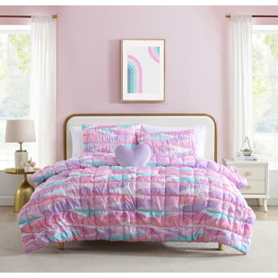 ALEX + BELLA Staci Swirl Pink Soft Embellished Microfiber Comforter Set