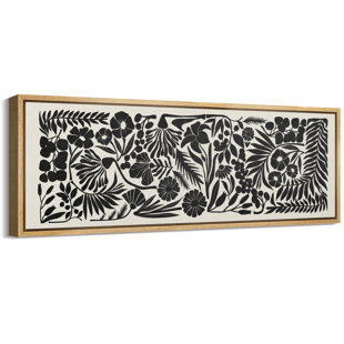 IDEA4WALL Abstract Botanical " Monochrome Botanicals Black And White Floral Antique Retro Colorful Bedroom Large Wall Decor " by Monochrome Botanicals Black And White Floral