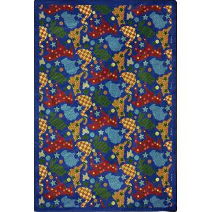 JOY CARPETS Just for Kids Geometric Blue/Red/Yellow Area Rug