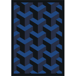 JOY CARPETS Whimsy Geometric Tufted Navy Area Rug