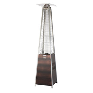 FIRE SENSE Coronado Pyramid Flame Outdoor Propane Patio Heater Tower with Wheels 40,000 BTU - Brushed Bronze