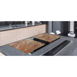 FESTIVE FIT HOME Cooktop Protector | Stove Top Cover Amber Marble Style for Gas & Electric Stove Tops