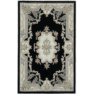 THE CONESTOGA TRADING CO. New Aubusson Traditional Black Area Rug