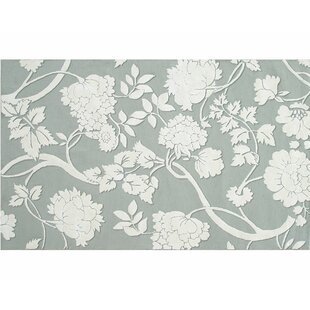 THE CONESTOGA TRADING CO. Floral Hand Hooked Wool Gray Area Rug