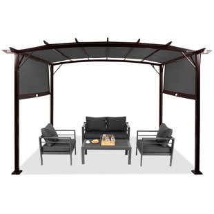 OUTOPEE 12 Ft. W x 9 Ft. D Steel Pergola with Canopy