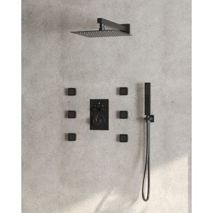EVERSTEIN RelaxaJet Thermostatic Shower Faucet 12" Rain Shower Head with Handheld Shower And Body Jet