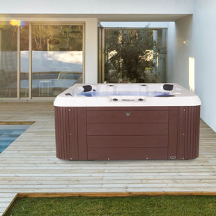 AQUALIFE® BY STRONG SPAS® Revive Symphony LS 6 Person 90 Port 50 Stainless Jet Hot Tub with Bluetooth Stereo, Ozone