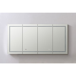 AQUADOM 72"X36" LED Lighted Medicine Cabinet with LED 3X Makeup Mirror, Electrical Outlets