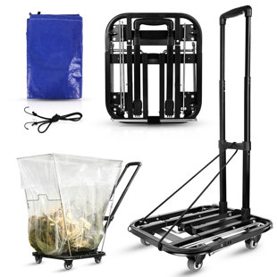 TOBEBEGO 2-in-1 Cart Foldable Trash Bag Holder, Leaf Bag Holder Can Hold 30-60 Gallon Leaf Bags