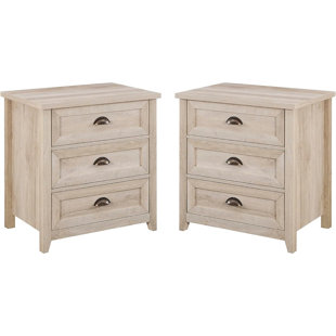 WALKER EDISON 3 - Drawer Nightstand in Brown (Set of 2)