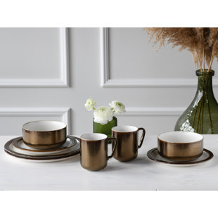 CREATABLE MODERN INDUSTRIAL 8 Piece Stoneware Dinnerware Set - Service for 2