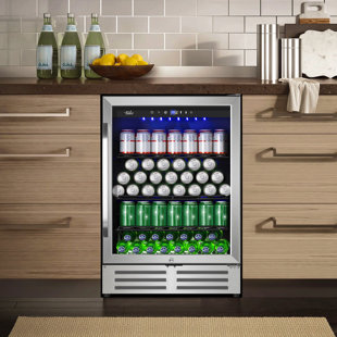 VELIVI 24'' 210 Cans (12 oz.) Freestanding/Built-in Beverage Cooler Refrigerator with Tempered Glass Door