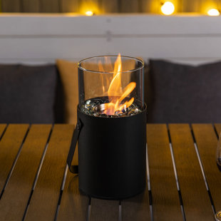 AJ ENJOY Bio-Ethanol/Gel Tabletop Fireplace with Lockable Handle and Glass Wind Guard