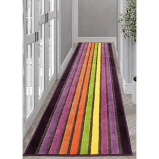 PURHOME Rainbow Design Multicolor Soft Pile Customizable Length Non Slip Runner Rug
